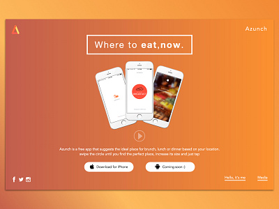 Landing page for Azunch app azunch colors gradient landing page sketch website