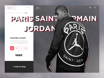 Jordan x PSG product page concept e commerce football interface jordan kylian mbappé mbappé nike paris product psg shop shopping soccer ui ux webdesign