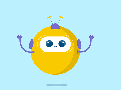 yellow robot 2d ai cute flat illustration illustrator robot