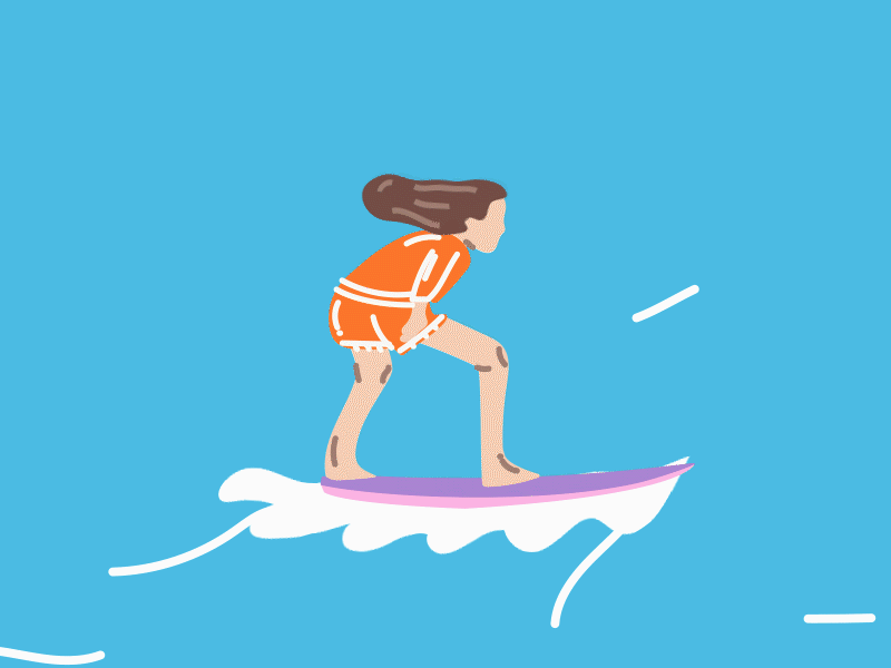 Let's go surfing aftereffects animation design girl illustration illustrator sea surf vector wind
