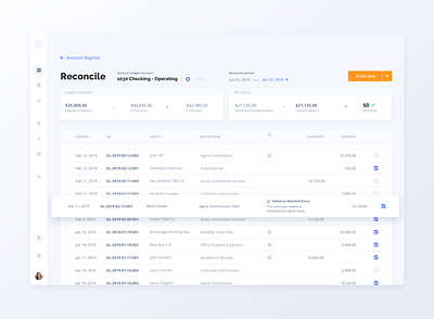 Reconciliation Dashboard - Accounting System for Real Estate accounting banking dashboard entry finance real estate reconciliation saas transactions ui ux