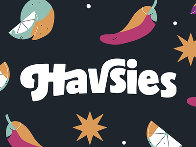 Havsies logo branding design illustration logo popcorn typography
