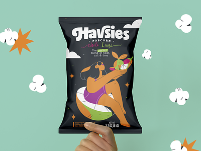 Havsies brand branding design illustration package popcorn