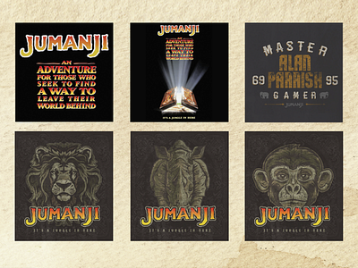 Jumanji nostalgia design icons jumanji movie packaging retro style styleguide vintage