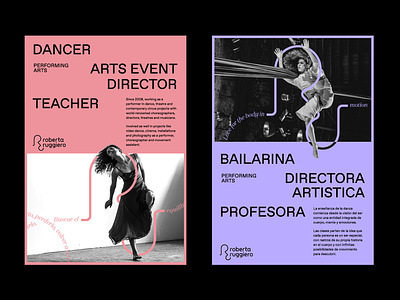 Roberta Ruggiero posters art black and white brand identity branding contemporary dance elegant graphic design logo movement performance poster typography yoga