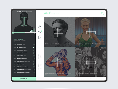 Mint' cross design green mint music radio tablet ui ux