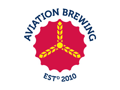 Aviation Brewing Logo Design aviation bottle brewing cap design graphic logo propellors wheat