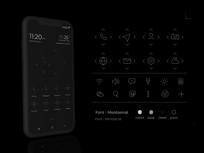 Icons for the theme on the phone in a minimalist style dark theme design figma graphic design icons identity illustrator lines minimalism modern themes ui ux vector wallpaper