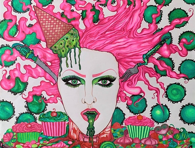 Pink Platter candy drawing illustration ink jeffree star portrait traditional art traditional medium