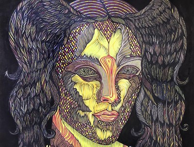 Golden Seraph angel angel drawing biblical art drawing feathers golden illustration ink portrait seraphim watercolour wings