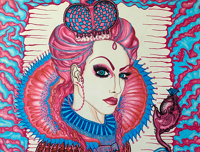 Pink Sovereign drawing illustration ink jeffree star portrait traditional art traditional medium