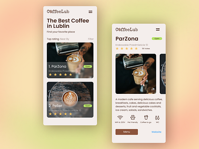 CoffeeLub - Cafe Finder Mobile Page