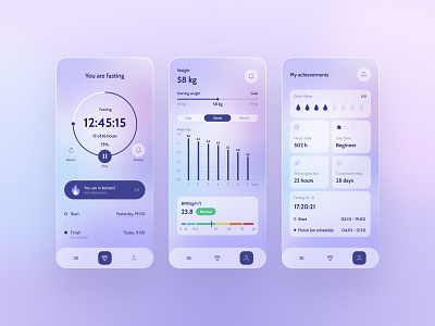 Fasting Mobile App app app design blue concept dashboard data design fasting figma gradient health mobile mobile app schedule ui ui ux