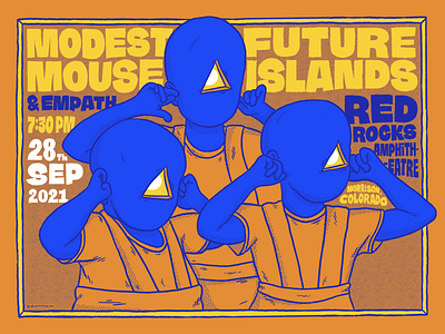 Modest Mouse Red Rocks 2021 poster blue design gig posters graphic design illustration modest mouse music orange poster rock