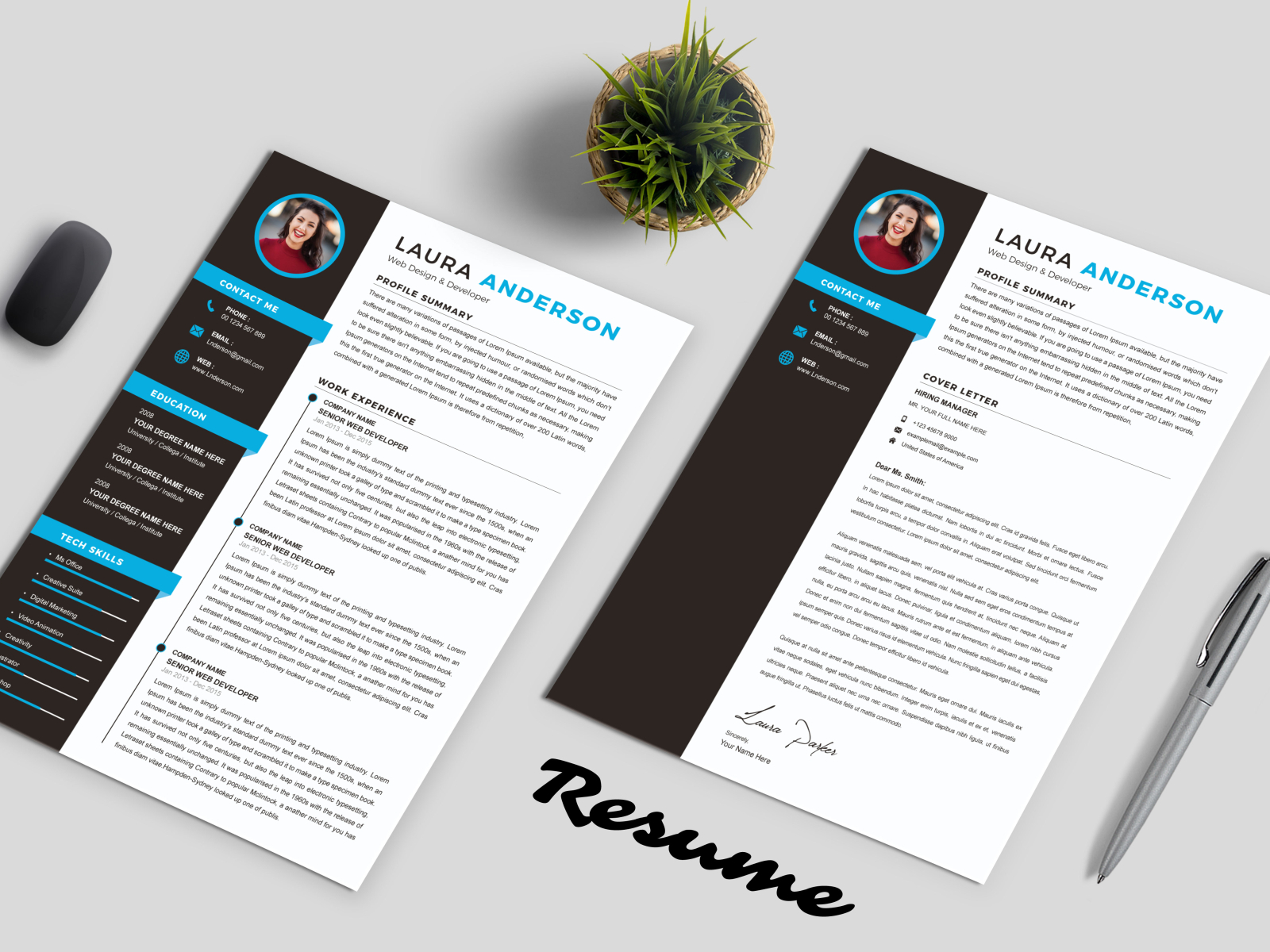 free modern graphic design resume template
