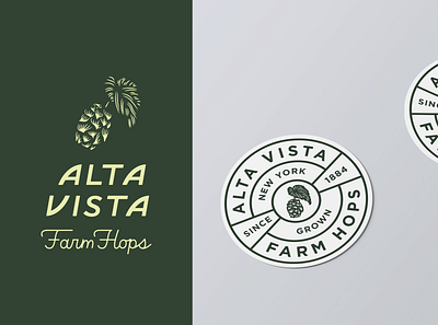 Alta Vista Farm Hops Logo beer brand branding design farm hops identity illustration lettering logo vector