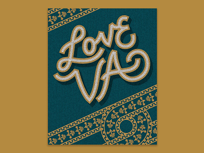 Love VA Fauxsaic blue fauxsaic hotel art illustration large scale lettering mosaic mural script vector virginia