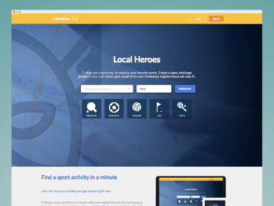 Local Heroes project homepage personal webdesign