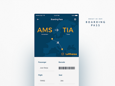 Daily UI #024 Boarding Pass boarding dailyui dailyuichallenge flight fly minimal modern pass