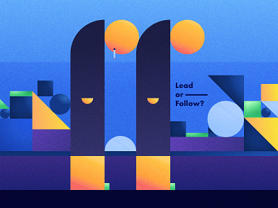 Lead Or Follow abstract colors cool cubism design fun illustration minimal modern night people sunset zombie