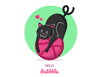 Hello Dribbble cat debut first shot