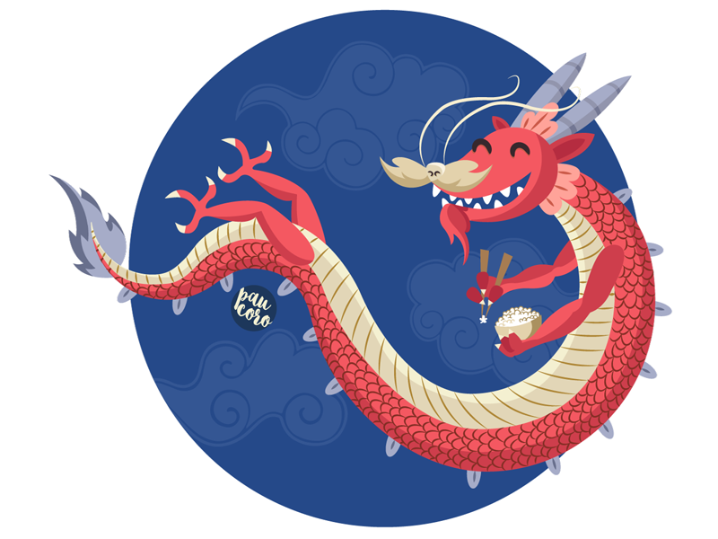 Lucky Dragon legendary luck red rice chinese china dragon