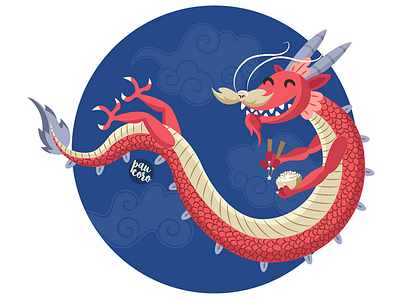 Lucky Dragon china chinese dragon legendary luck red rice