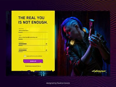 Daily UI | Sign Up 2077 cdprojektred cyberpunk cyberpunk 2077 dailyui sign up ui ui design