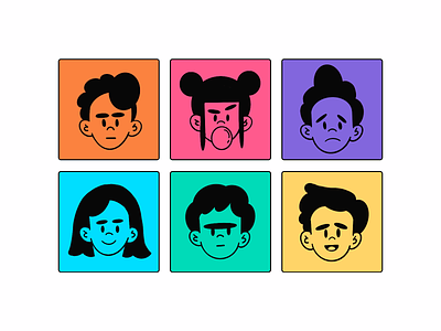 Faces characters color colors design faces hairstyles illustration procreate