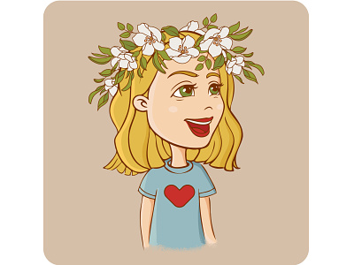 Friend blond cartoon character cheeks design draw face flower fun girl illustration illustrator lips love person portrait smile vector