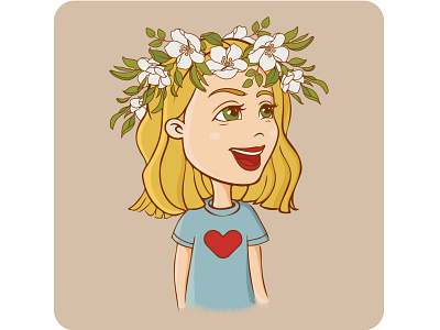 Friend blond cartoon character cheeks design draw face flower fun girl illustration illustrator lips love person portrait smile vector