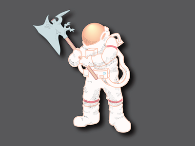Extraterrestrial Pterodactyl Battleaxe astronaut battleaxe character graphic design illustration logo space warrior