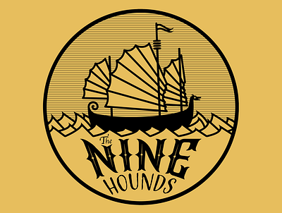 The Nine Hounds Logo boat dd fantasy graphic design illustration logo rpg