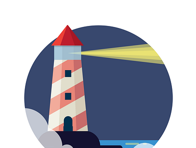 Lighthouse fog illustration lighthouse logo vector