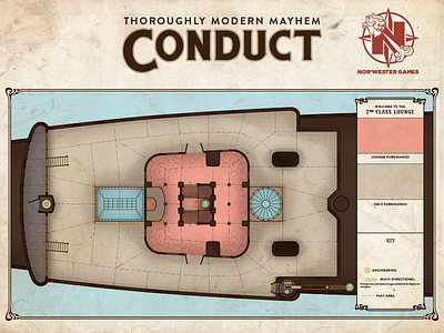 "Conduct" Game Board - 2nd Class Lounge art deco art nouveau board game game board schematic