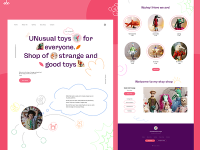 Landing page for the presentation of unusual handmade toys