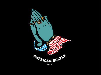 America Hustle action apparel design hands illustration logo neff praying sports