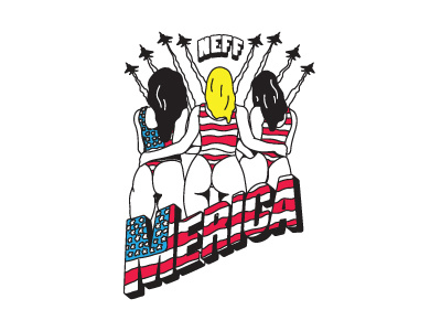 MERICA action america apparel babes butts design illustration logo merica neff sports type