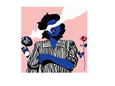 lost art babe blue cigs design girl illustration