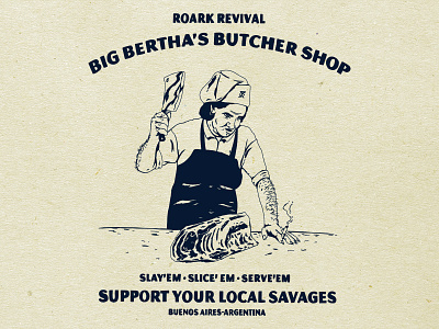 Big B action butcher design illustration meat revival roark sports