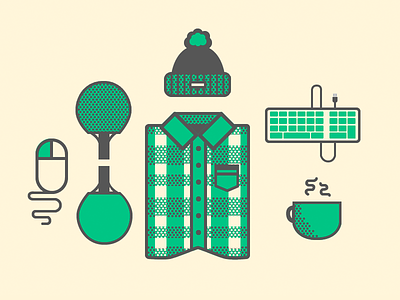 A Rounded Winter clean coffee green illustration party ping pong plaid rounded simple winter