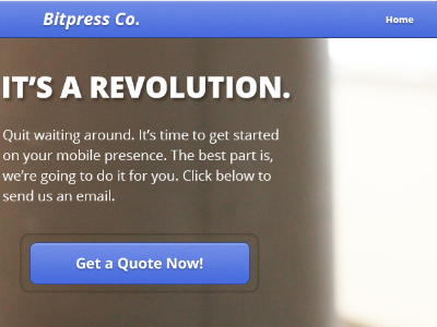 It's a Revolution banner bitpress blue button header revolution rounded shadow sign up