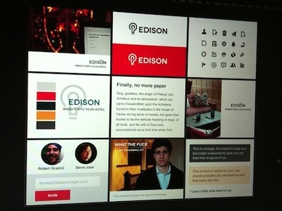 Edison Styletiles analytics board clean edison flat hospitality hotel hotels light bulb mood mood board rounded salmon styles styletiles ui