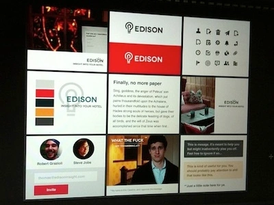 Edison Styletiles analytics board clean edison flat hospitality hotel hotels light bulb mood mood board rounded salmon styles styletiles ui