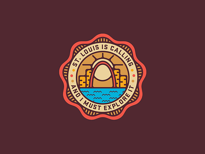 Explore STL arch badge branding colors gateway illustration logo missouri st. louis explore tourist west