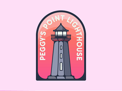 Peggy's Point Lighthouse - Sticker Mule Canada Playoff badge canada cove illustration illustrator lighthouse nova scotia peggys lighthouse