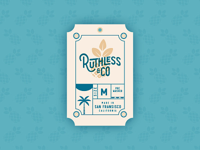 Clothing Tag - Ruthless & Co. branding clothing company logo palm tree pineapple ruthless tag tropical waves