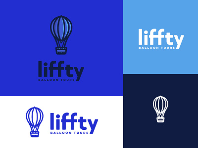 Liffty balloon branding clouds fly hot air illustration logo sky tours trademark