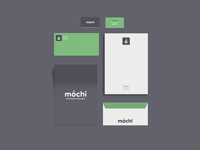 Mochi identity System branding business card food healthy identity letterhead logo poster print stationary