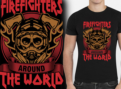 Firefighter t shirt design illustration